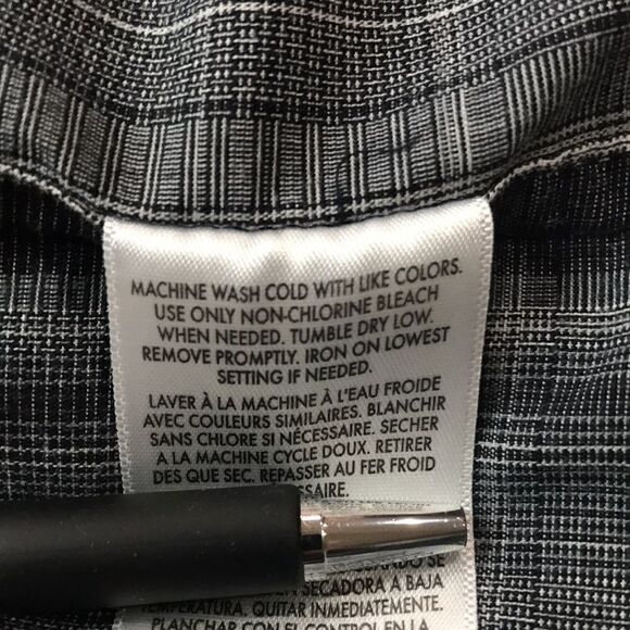 Calvin Klein Jeans Boys Button-down Top, S/P 4, Black & White - Picture 6 of 6